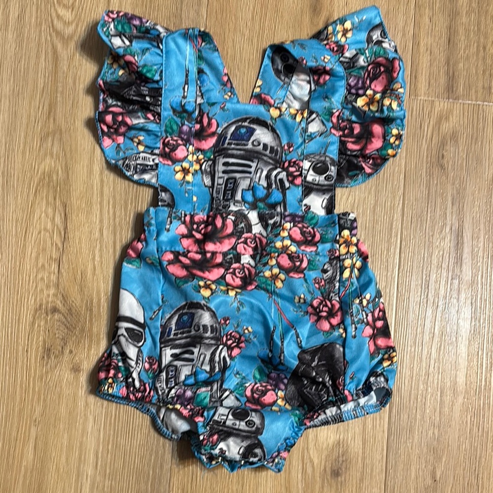 Star Wars Blue Floral Baby Romper